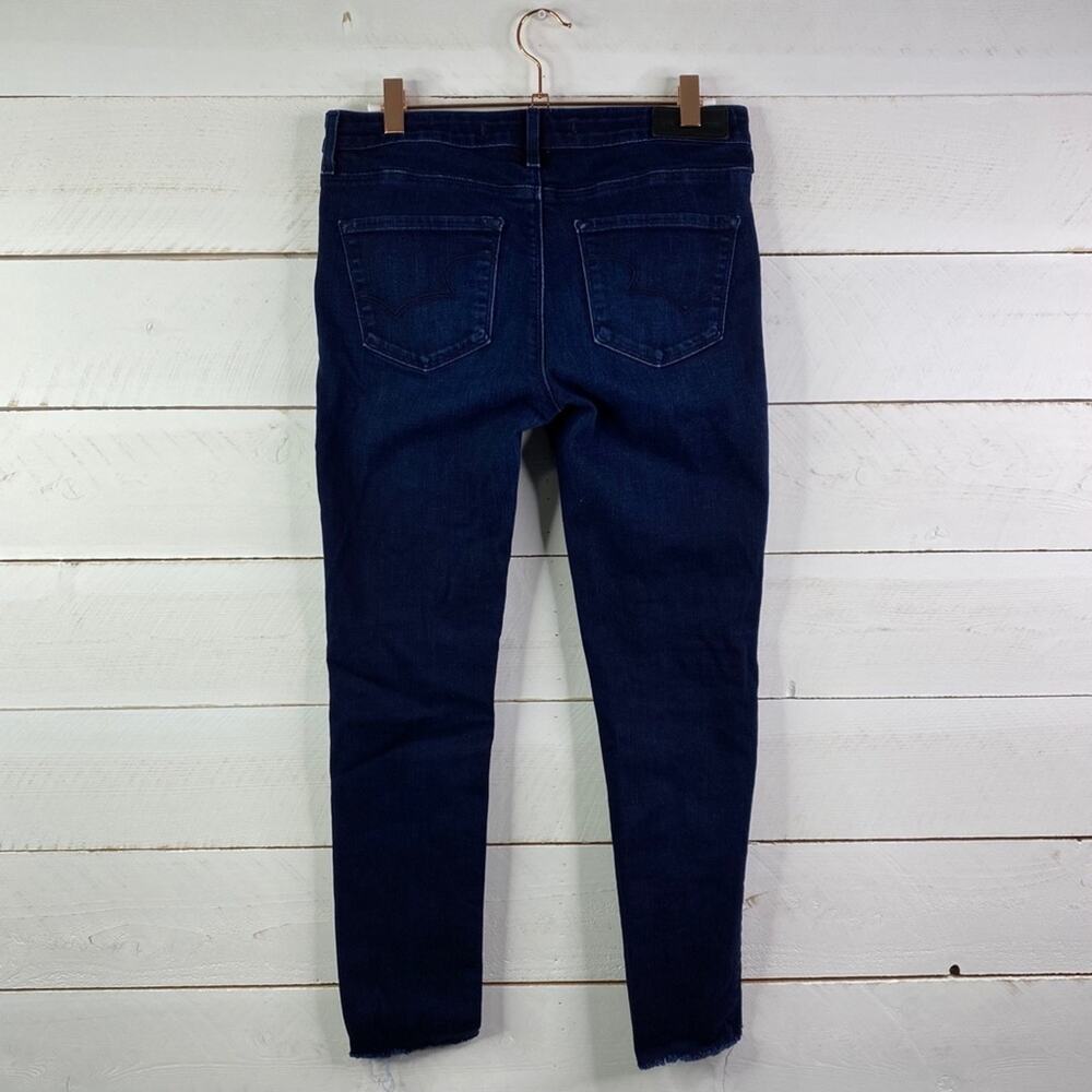 BIG STAR Dark Wash Mid Rise Skinny Andrea Crop‎ Denim Raw Hem Jeans Size 28